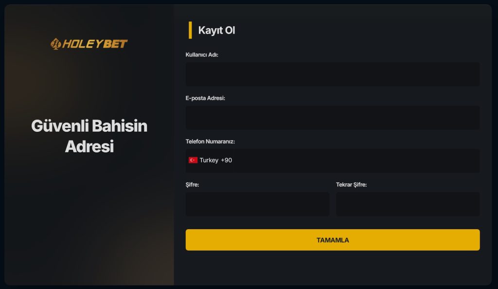 holeybet kayıt bilgileri